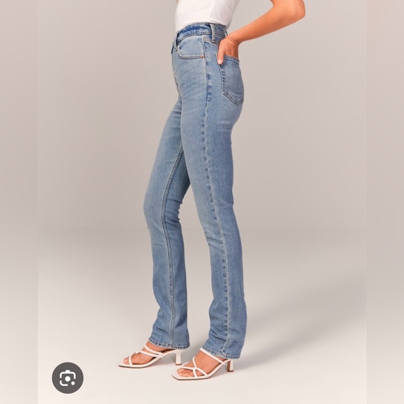 WORN ONCE Abercrombie 90s slim straight ultra high rise jeans curve love long - Picture 3 of 6